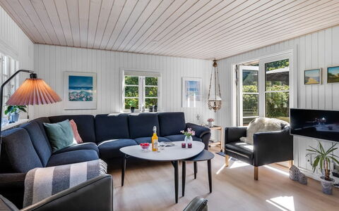 Soleil - 300M from the Sea: Wood, Home, House, Interior Design, Furniture, Living Room, Cottage, Ceiling, Couch