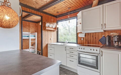 Maini - 600M from the Sea: Kitchen, Wood, Ceiling, Interior Design, Countertop, Kitchen Appliance, Flooring, Cabinetry, Furniture, Kitchen Stove
