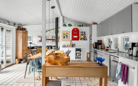 Linnea - 1Km from the Sea: Flooring, Kitchen, Interior Design, Floor, Furniture, Ceiling, Countertop, Room, Chair, Cabinetry