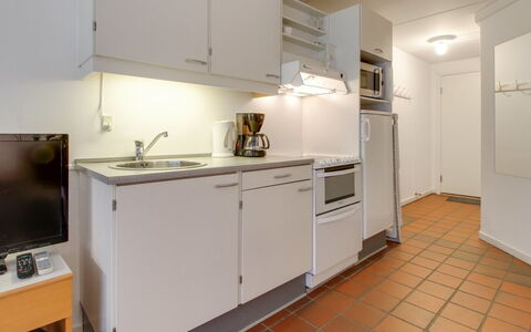 Halina - 100M from the Sea: Kitchen, Kitchen Appliance, Countertop, Major Appliance, Interior Design, Flooring, Floor, Sink, Furniture, Room