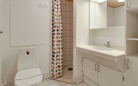 Halina - 100M from the Sea: Flooring, Interior Design, Floor, Plumbing Fixture, Bathroom Sink, Ceiling, Bathroom, Bathroom Cabinet, Sink, Plumbing