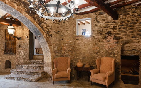 Mas D'En Tarres: Property, Sky, Table, Wood, Shade, Floor, Outdoor Furniture, Chair, Flooring, Wood Stain