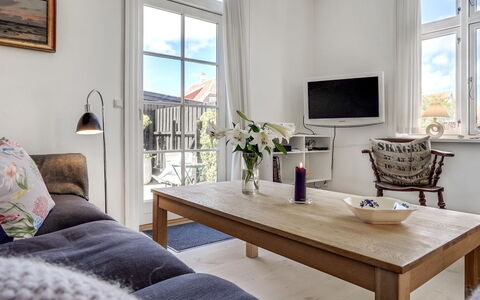 Fria - 500M from the Sea: Furniture, Interior Design, Flooring, Floor, Couch, Living Room, Table, Room, Ceiling, Apartment