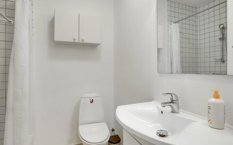 Fria - 500M from the Sea: Bathroom, Plumbing Fixture, Toilet Seat, Bathroom Sink, Wall, Toilet, Sink, Interior Design, Flooring, Floor