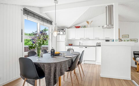 Larisa - 250M from the Sea: Wood, Interior Design, Flooring, Furniture, Ceiling, Wood Flooring, Floor, Kitchen, Kitchen & Dining Room Table, Home