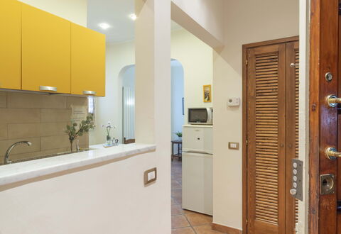 Vintage Apartment in Florence: Cabinetry, Building, Tap, Sink, Countertop, Door, Interior Design, House, Wood