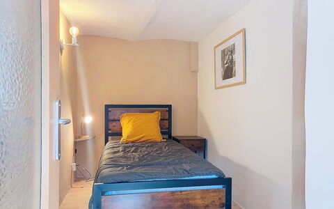 Mimosa: Bed, Furniture, Bedroom, Wall, Wood, Bed Sheet, Floor, Flooring, Bedding, Interior Design