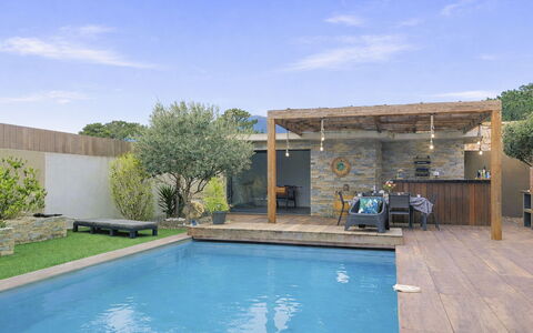 Villa les Lieges: Swimming Pool, Resort, Composite Material, Shade, Furniture, Garden, Outdoor Furniture, Backyard, Eco Hotel, Water Feature