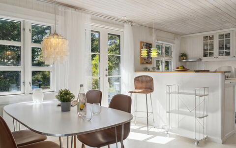 Arild - 10M from the Sea: Furniture, Interior Design, Flooring, Floor, Light Fixture, Wood, Ceiling, Dining Room, Chandelier, Chair