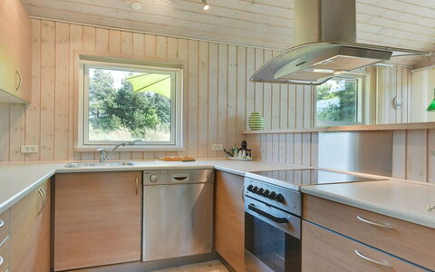 Aksel - 150M from the Sea: Flooring, Interior Design, Wood, Kitchen, Countertop, Ceiling, Floor, Cabinetry, Light Fixture, Kitchen Appliance