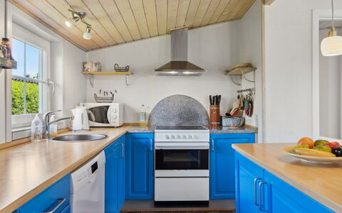 Amy - 150M from the Sea: Kitchen, Kitchen Appliance, Countertop, Interior Design, Flooring, Major Appliance, Furniture, Wood, Cabinetry, Floor