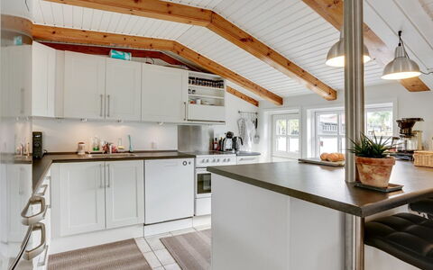 Gunlef - 50M from the Sea: Kitchen, Countertop, Furniture, Interior Design, Flooring, Wood, Kitchen Appliance, Ceiling, Light Fixture, Major Appliance