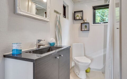 Stjerne - 300M from the Sea: Plumbing Fixture, Interior Design, Flooring, Bathroom, Floor, Sink, Bathroom Cabinet, Plumbing, Tap, Home