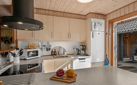 Engeline - 300M to the Fjord: Kitchen, Wood, Countertop, Kitchen Appliance, Flooring, Interior Design, Furniture, Home Appliance, Ceiling, Major Appliance