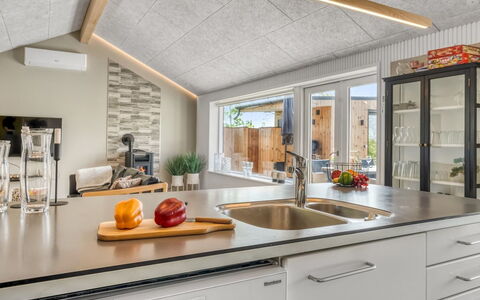 Bendet - 50M to the Fjord: Kitchen, Wood, Ceiling, Interior Design, Flooring, Countertop, Light Fixture, Floor, Kitchen Sink, Room