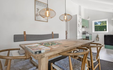 Kukka - 600M from the Sea: Furniture, Interior Design, Flooring, Wood, Table, Light Fixture, Ceiling, Dining Room, Floor, Kitchen & Dining Room Table