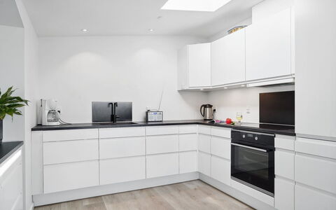 Annabeth - 300M to the Fjord: Kitchen, Kitchen Appliance, Flooring, Cabinetry, Wood, Interior Design, Major Appliance, Countertop, Floor, Ceiling