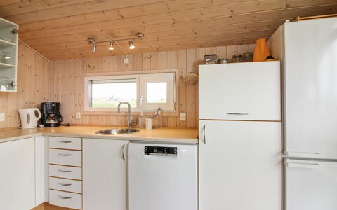 Fanija - 200M from the Sea: Flooring, Kitchen, Wood, Floor, Kitchen Appliance, Countertop, Interior Design, Major Appliance, Cabinetry, Ceiling