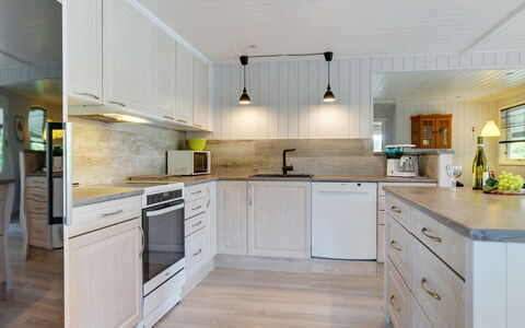 Sorja - 420M from the Sea: Kitchen, Countertop, Interior Design, Wood, Flooring, Kitchen Appliance, Cabinetry, Furniture, Ceiling, Light Fixture