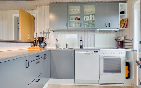 Ailika - 300M from the Sea: Kitchen, Kitchen Appliance, Major Appliance, Countertop, Flooring, Cabinetry, Wood, Interior Design, Kitchen Sink, Furniture