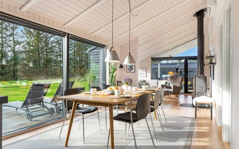 Talitha - 1.5Km from the Sea: Furniture, Kitchen & Dining Room Table, Chair, Shade, Wood Flooring, Dining Room, Hardwood, Houseplant, Light Fixture, Living Room