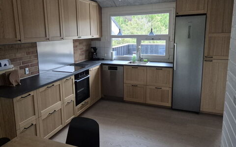 Riika - 425M from the Sea: Kitchen, Wood, Countertop, Flooring, Cabinetry, Kitchen Appliance, Furniture, Interior Design, Major Appliance, Floor