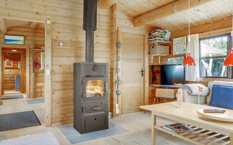 Gorjan - 300M from the Sea: Wood, Furniture, Hardwood, Log Cabin, Wood Stain, Wood Flooring, Plank, Wood-Burning Stove, Living Room, Chair