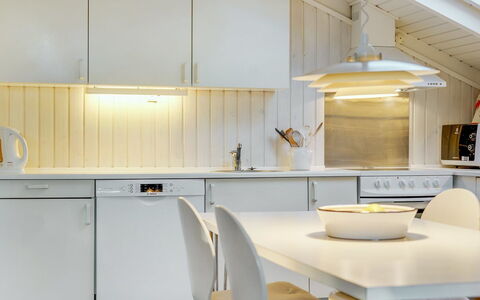Helmtrud - 500M from the Sea: Interior Design, Flooring, Kitchen, Light Fixture, Countertop, Ceiling, Wood, Floor, Kitchen Appliance, Lighting