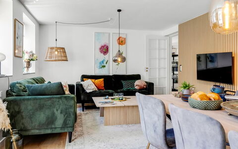 Viivi - 900M from the Sea: Furniture, Interior Design, Couch, Flooring, Floor, Living Room, Wall, Room, Wood, Home