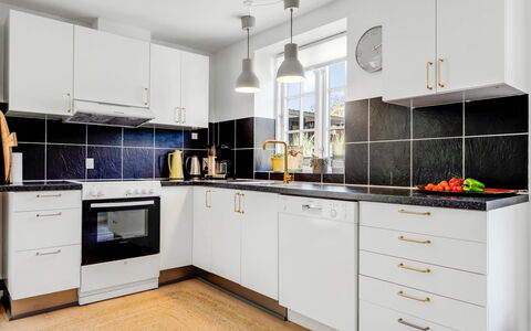 Viivi - 900M from the Sea: Kitchen, Kitchen Appliance, Countertop, Major Appliance, Flooring, Cabinetry, Interior Design, Home Appliance, Floor, Sink
