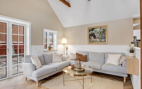 Juhana - 150M from the Sea: Furniture, Interior Design, Couch, Flooring, Living Room, Wood, Floor, Ceiling, Room, Lighting