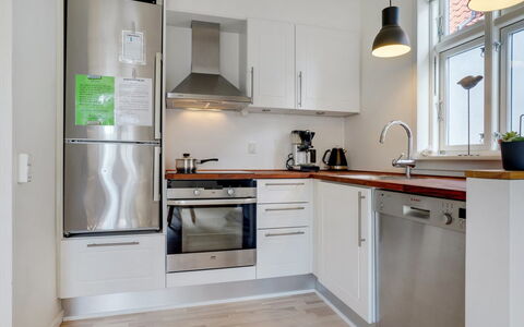 Naina - 200M from the Sea: Kitchen, Kitchen Appliance, Countertop, Flooring, Cabinetry, Major Appliance, Interior Design, Furniture, Home Appliance, Wood