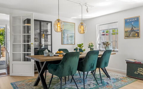 Murtuz - 900M from the Sea: Furniture, Interior Design, Dining Room, Flooring, Floor, Table, Chair, Wood, Chandelier, Light Fixture