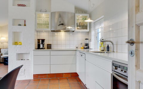 Jantje - 500M from the Sea: Kitchen, Flooring, Kitchen Appliance, Interior Design, Countertop, Cabinetry, Floor, Major Appliance, Ceiling, Home Appliance