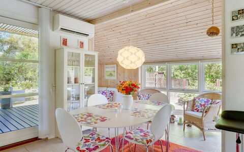 Eweline - 75M from the Sea: Furniture, Interior Design, Ceiling, Light Fixture, Flooring, Wood, Table, Chair, Floor, Dining Room