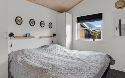 Sjarlotte - 100M from the Sea: Bedroom, Bed, Wood, Ceiling, Bed Sheet, Interior Design, Bedding, Lighting, Linens, Bed Frame