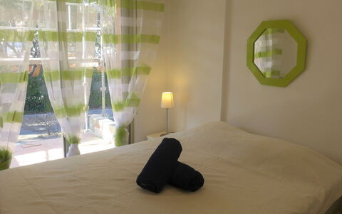 Cavalaire 240: Room, Interior Design, Property, Furniture, Floor, Mattress, Bed, Window Treatment, Bedroom, Curtain