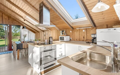 Frandsine - 800M from the Sea: Wood, Ceiling, Kitchen, Interior Design, Home, Countertop, Major Appliance, Plumbing Fixture, Room, Attic