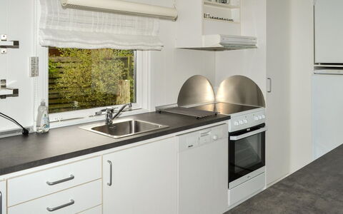 Raya - 250M from the Sea: Kitchen, Countertop, Kitchen Appliance, Interior Design, Major Appliance, Flooring, Lighting, Cabinetry, Plumbing Fixture, Tap