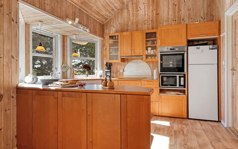 Annestine - 200M from the Sea: Kitchen, Flooring, Wood, Countertop, Ceiling, Major Appliance, Cabinetry, Kitchen Appliance, Furniture, Interior Design
