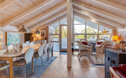 Bille - 200M from the Sea: Wood, Ceiling, Furniture, Interior Design, Home, Chair, Cottage, Beam, Hardwood, Living Room
