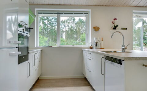 Alona - 250M from the Sea: Flooring, Interior Design, Wood, Countertop, Kitchen, Floor, Ceiling, Cabinetry, Home, Plumbing Fixture