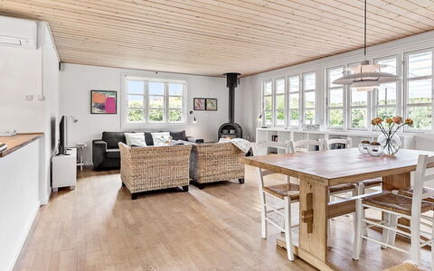Skrolan - 200M from the Sea: Furniture, Flooring, Interior Design, Floor, Wood, Wood Flooring, Ceiling, Table, Kitchen & Dining Room Table, Living Room