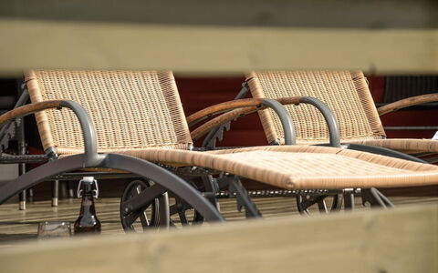 Miriam - 300M from the Sea: Roof, House, Land Lot, Home, Cottage, Estate, Garden Buildings, Shade, Log Cabin, Landscaping