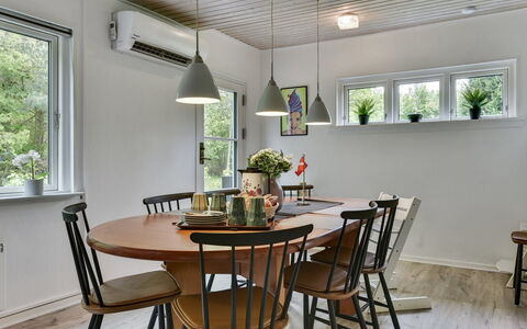 Thrugels - 200M from the Sea: Furniture, Interior Design, Flooring, Wood, Light Fixture, Ceiling, Dining Room, Chair, Kitchen & Dining Room Table, Table