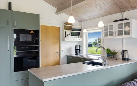 Aashild - 400M from the Sea: Kitchen, Kitchen Appliance, Countertop, Interior Design, Wood, Major Appliance, Flooring, Ceiling, Cabinetry, Furniture
