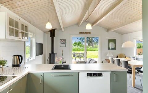 Aashild - 400M from the Sea: Kitchen, Interior Design, Ceiling, Countertop, Kitchen Appliance, Furniture, Cabinetry, Light Fixture, Major Appliance, Home Appliance