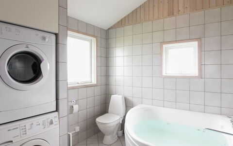 Seniha - 400M from the Sea: Flooring, Floor, Interior Design, Washing Machine, Ceiling, Plumbing Fixture, Bathroom, Room, Plumbing, Tap