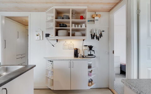 Gisl - 400M from the Sea: Kitchen, Kitchen Appliance, Countertop, Furniture, Interior Design, Cabinetry, Flooring, Wood, Major Appliance, Ceiling