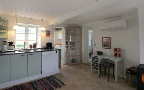 Harre - 300M from the Sea: Furniture, Interior Design, Flooring, Floor, Cabinetry, Ceiling, Kitchen, Wood, Light Fixture, Room